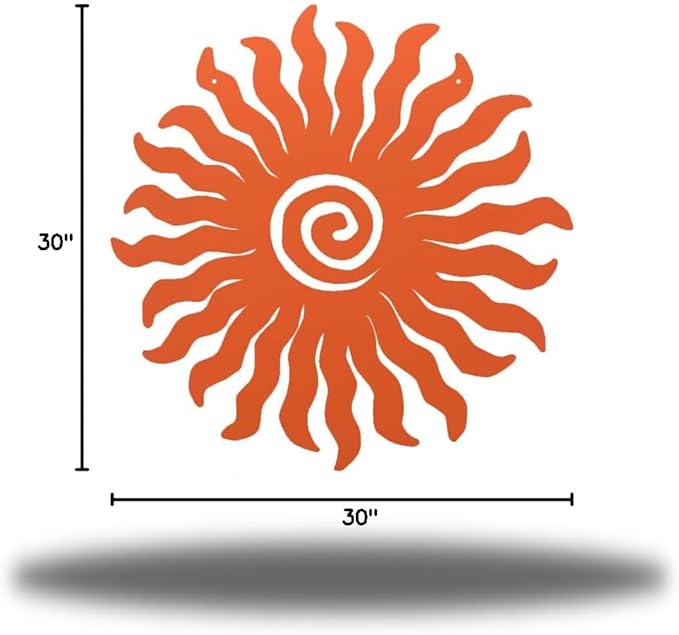 Riverside Designs Sunburst Metal Wall Art Steel Outdoor Decor - Heavy-Duty and Waterproof - Made in USA (30", Coral)