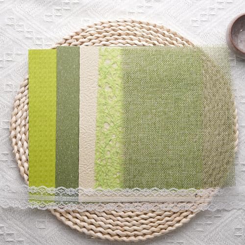 15Pcs Handmade Scrapbook Art Paper Craft Textured Paper Colorful A5 sheet Mesh Special Mix for Scrapbooking Junk Journal Journaling Supplies DIY Materials,5.8x8.2 inches (Green) - Image 7