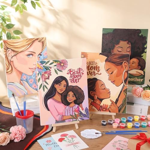 Sherr 140 Pcs 20 Set Pre Drawn Canvas Painting Kit, Mother's Day - Image 6