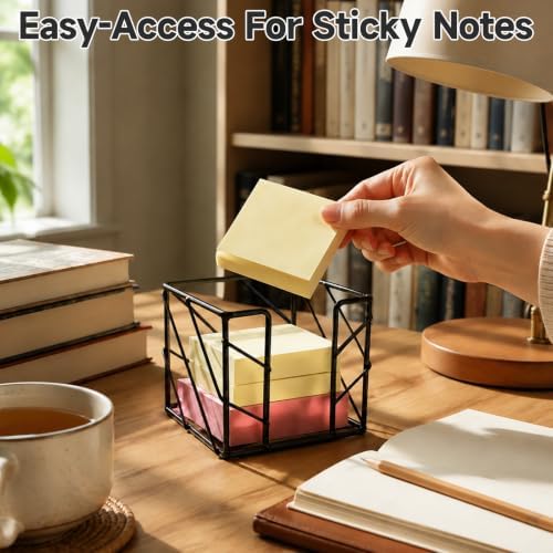 Sticky Note Holder with Iron Cutout,3.8x3.8 Inches, Gold Desk Accessories - Image 7