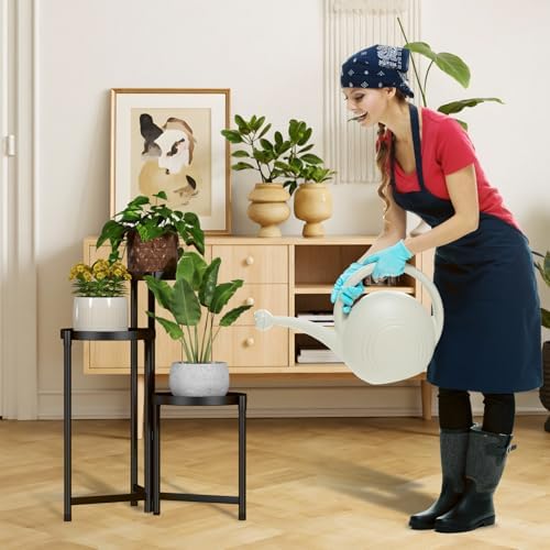 Plant Stand indoor outdoor-3 Tier black Tall Metal Flower Pot Holder 9in Wide Potted Display Rack - Heavy Duty Corner Plant Shelf for Patio Garden Balcony Living Bedroom Room - Image 6