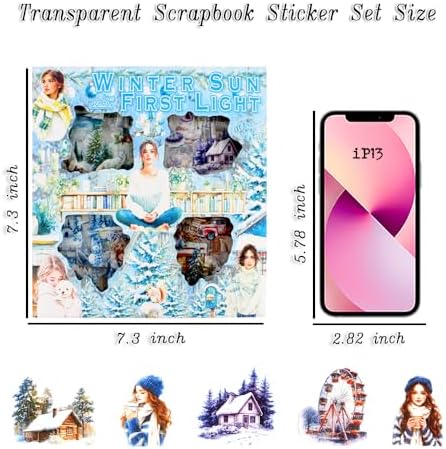 430Pcs Scrapbook Winter Landscape Stickers Set for Scrapbooking Supplies, Aesthetic Collage PET Stickers for Journaling, Junk Journal, Bujo, DIY Craft Art, Scrap Booking Supples Kit - Image 6