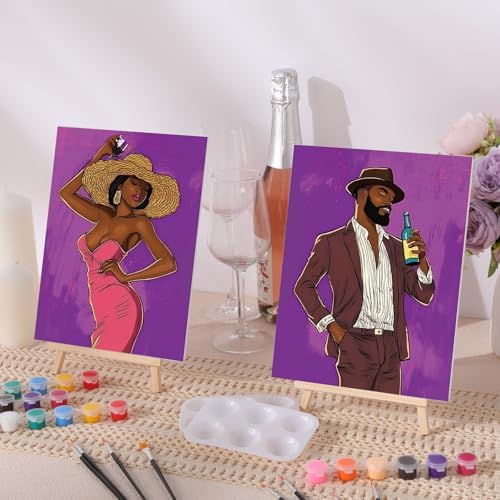 Ctosree 12 Pcs Pre Drawn Canvas for Painting,Romantic Couple,8 x 10 Inch - Image 7