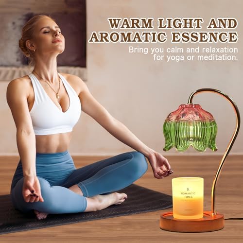 Funistree Glass Candle Warmer Lamp with Timer, Electric Candle Warmer Lamp, Graduation Birthday Gifts for Women Girls, Flower Candle Light Warmer Gifts, Aromatic Candle Warmer for Vintage Home Decor - Image 6