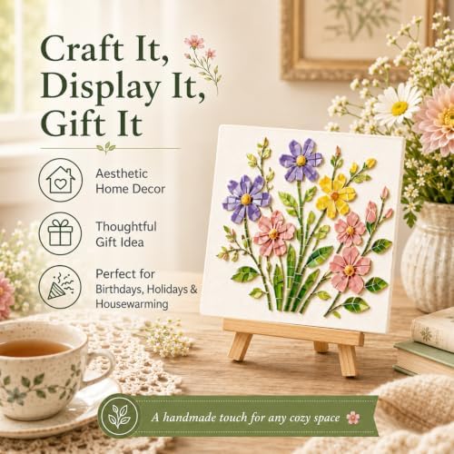 Hummingbird Mosaic Art Kit for Adults: DIY Floral Acrylic Art Kits with Pre-Cut Pieces, Glue & Tools - Complete Mosaic Kits for Creative Home Decor & Relaxing Craft, B - Image 7