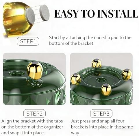 GOTOBA Dark Green Pen Pencil Holder for Desk, 360° Rotating Pen Organizer, Green Office Supplies, Cute Pen Holder, 6-Compartment Pencil Holder Rotating - Image 6