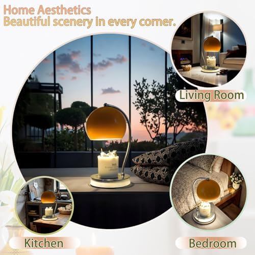 Wide Base Candle Warmer Lamp, Timer & Dimmer (Orange) - Image 6