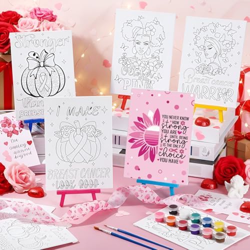 Blosssound 10 Set Breast Cancer Pre Printed Canvas Painting Kits 5"x7" - Image 6