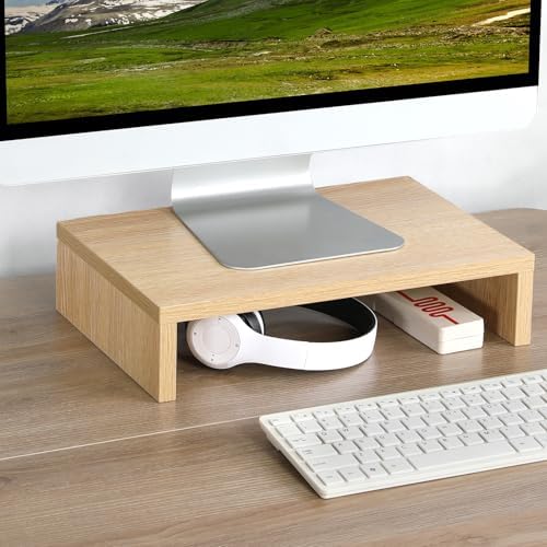 TEAMIX Wood Monitor Stand Riser for Desk - 14.2 inch, Small Laptop Stand - Image 7