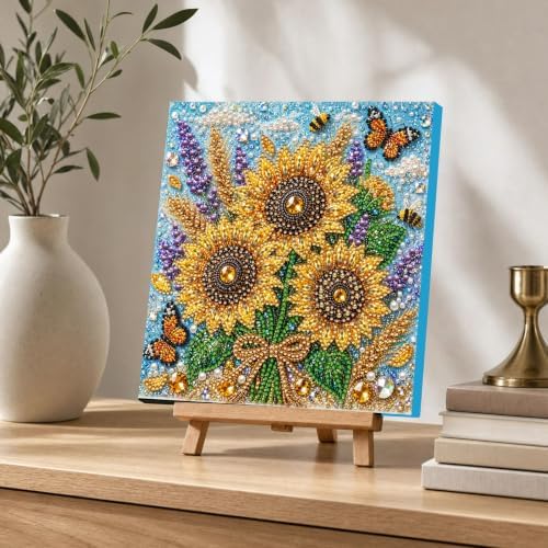 DIY Pearl Painting Kit for Adults, Sunflower Flower Gem Art with Wood Frame, 20x20cm Pearl Diamond Craft, Floral Wall Decor Gift for Women, Beginners Relaxing Hobby Kit - Image 7