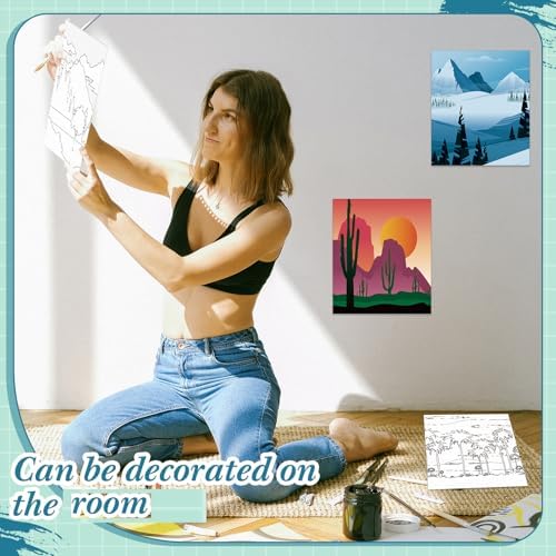 Sherr 12 Pcs Pre Drawn Canvas for Adults,Landscape,8 x 10 Inch - Image 6