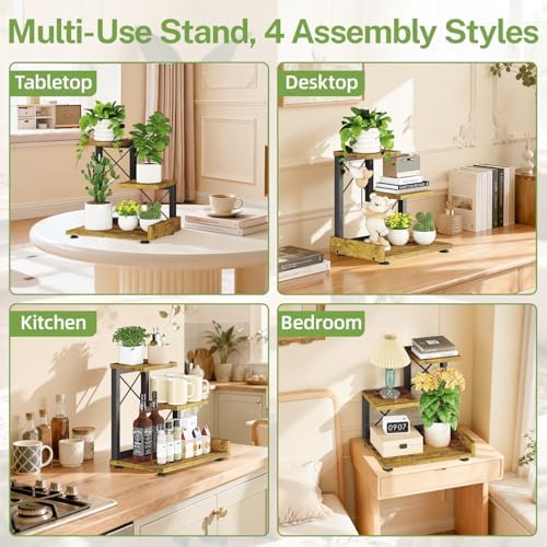 iDavosic.ly Table Top Small Plant Stand, Succulent Holder for Desk, Brown - Image 6