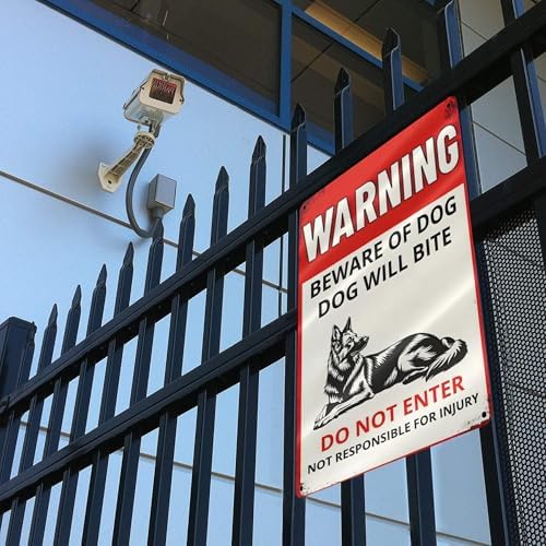 Warning Beware Of Dog Sign Dog Will Bite German Shepherd Aluminum Metal Tin Signs Outdoor Yard Sign Warning Sign For Fence Yard Home Kitchen Farm Garden Wall Decor 8x12 Inch - Image 5