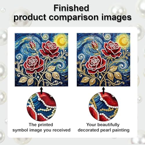LQCrafK DIY Pearl Art Painting Handcraft Kit for Adults Beginners with Tools and Framed Painting, Creative Design,Self-Adhesive, Healing Stress-Relieving Home Wall Decoration-Rose - Image 7