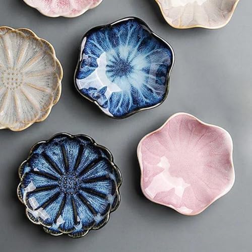 Ceramic Leaf Trinket Dish - 4-Leaf Clover Ring Holder & Lotus Jewelry Tray, Elegant Decorative Gift for Women (Purple+Pink) - Image 5