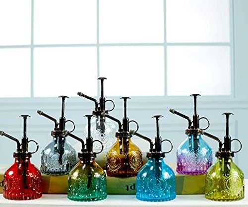 Hniuyun Glass Plant Mister Spray Bottle, 6.4 All Vintage Spritzer, Bronze Plastic Top Pump, Plant Mister Watering Garden Tool (Yellow Green Gradient) - Image 7