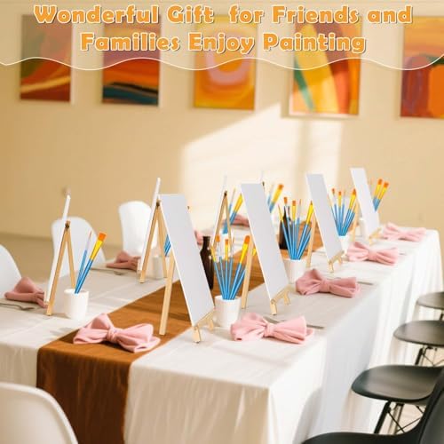 100-Pack 8x10 Inch Canvas Boards for Painting – Complete Art Kit with 50 Brushes, 20 Art Aprons & Paint Trays – Includes Mini Easel for Adults Beginners & Party Art Projects Home Deco - Image 6