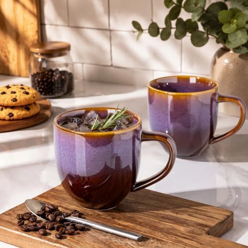 theterra Ceramic Coffee Mugs Set of 6, 12 oz Coffee Cups with Handle - Image 6