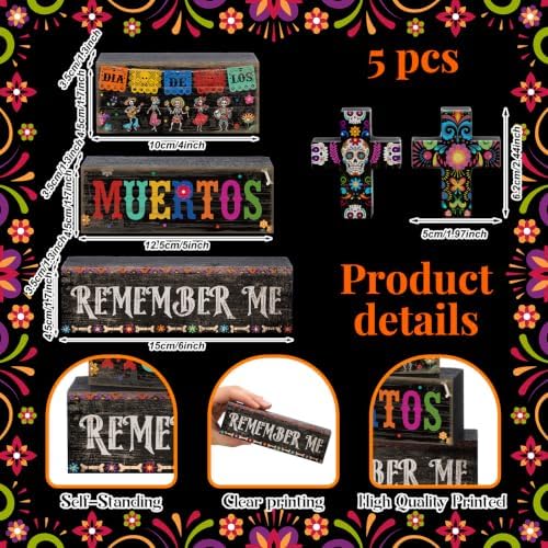 Moucuny 4 Pcs Day of the Dead Table Decor Dia De Los Muertos Decoration - Image 6