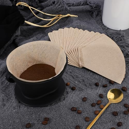 Segarty Pour Over Coffee Maker Set, Black Silicone Dripper Single Cup With 200 Count Cone Filters Paper Size 2, Portable Travel Hand Drip Brewer Kit for Camping - Image 6