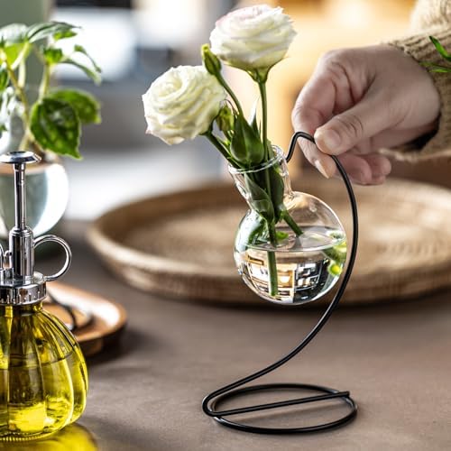 Desktop Glass Plant Propagation Station with Metal Stand,Tabletop Plant Terrarium,Hydroponics Vase for Propagating Hydroponic Office Garden Home Decor, for Weddings, Centerpieces (4) - Image 7