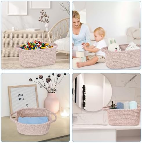 Abenkie Small Storage Basket, Cute Cotton Rope Woven Boho Decorative Toy Dog Cat Basket for Nursery, Living Room, Spa, Gift - XS, Brown - Image 7