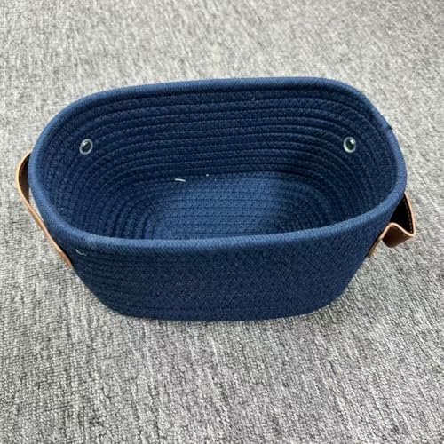 ABenkle Small Storage Basket, Mini Baskets with Handle, Cute Cotton Woven Baskets for Shelves, Boho Decorative Toy Storage Bin for Nursery, Spa, Empty Gift Basket - XS, Navy Blue - Image 2