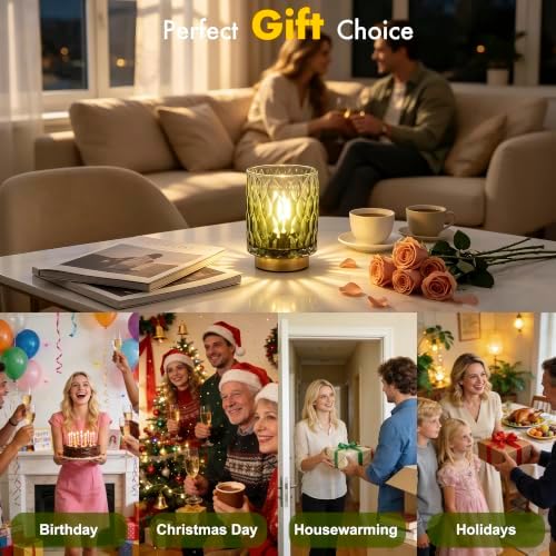 Battery Operated Table Lamp,Cordless Small Decorative Lamp,Green Gradient - Image 7
