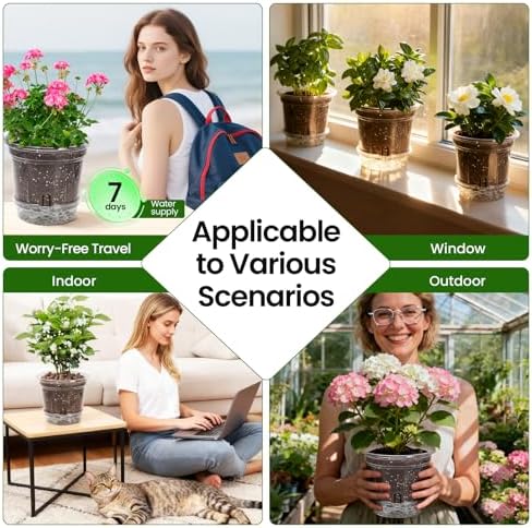 MIXC 12 Pack 5 Inch Self Watering Pots for Indoor Plants with Wicking Rope - Image 6