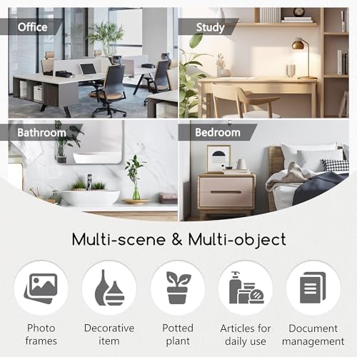 Jerry & Maggie Desktop Organizer Office Storage Rack Adjustable Wood Display Shelf Free Style Double H, Multi-Functional Mini Bookshelf for Desk Natural Stand (Gray Oak) - Image 7