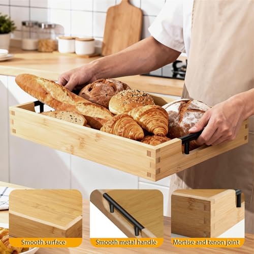 Krismax Wooden Serving Tray with Handles, Serving Platter 15.7x11.4 Inch Food Drinks Tray for Coffee Table,Decorative Storage Tray for Entertaining, Breakfast Tray in Bed,Lunch,Dinner,BBQ(Bamboo) - Image 7