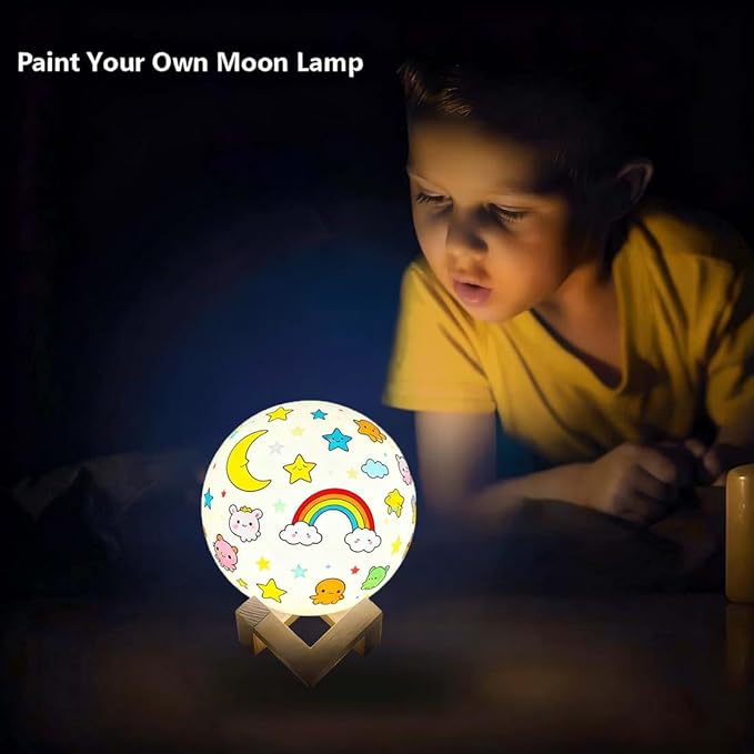 HOLA Paint Your Own Moon Lamp Kit, 2025 Updated USB Rechargeable, DIY Arts Supplies and Crafts Kit, Christmas Gifts for Grandkids Ages 6 7 8 9 10 11 12 13-15 Year Old Girls Boys Kids Birthday