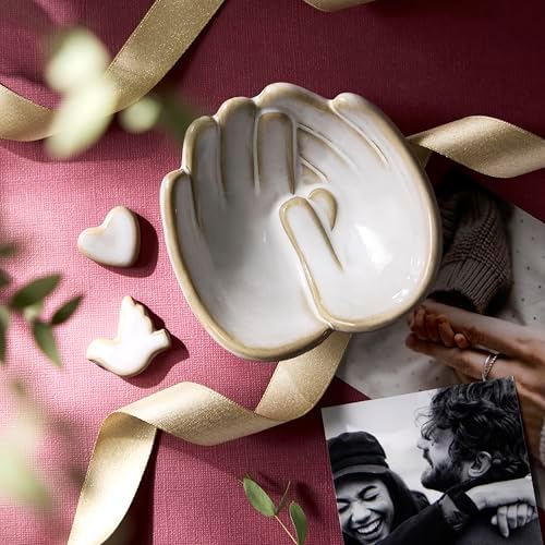 DEMDACO Hand in Hand Collection Together White Novelty 2 x 4 Stoneware Jewelry Catch-All Organizer Ring Holder & Small Keepsake Trinket Tray - Image 6