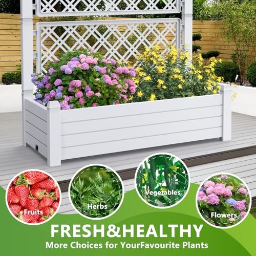 Elevated Raised Garden Bed,Outdoor Large Resin Patio Planter Box Stand Divisible with Drain Plug,Water Monitor for Plants Vegetables Flowers Fruits(Ashen) - Image 6