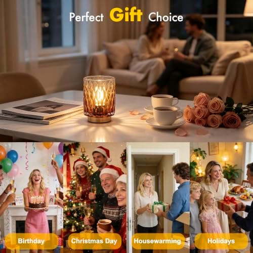 Battery Operated Table Lamp,Cordless Small Decorative Lamp,Amber Gradient - Image 7