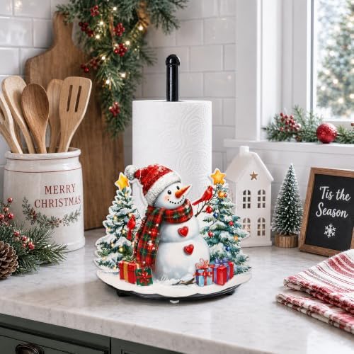 Christmas Snowman Paper Towel Holder, Farmhouse Xmas Kitchen Countertop Decor, Decorative Table Paper Towel Holder, Christmas Housewarming Birthday Gift for Women Mom - Image 6