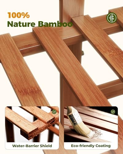 Bamworld Bamboo Plant Stand Indoor 6 Tiered Plant Shelf, Tea Brown 48 Inch - Image 6