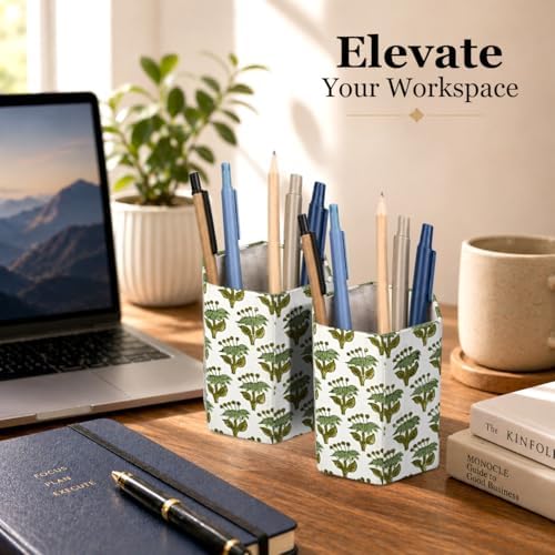 CPC Emerald Green Block Print Cotton Pen Holder Set of 2 - Image 6