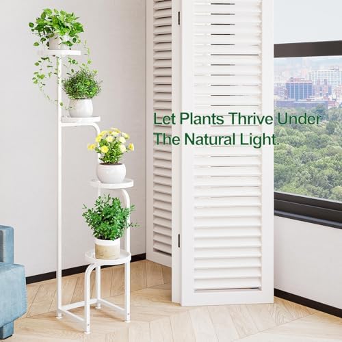 IINGIORDAR Plant Stand Indoor Outdoor Corner Tall Plant Shelf 4 Tier Metal - Image 6