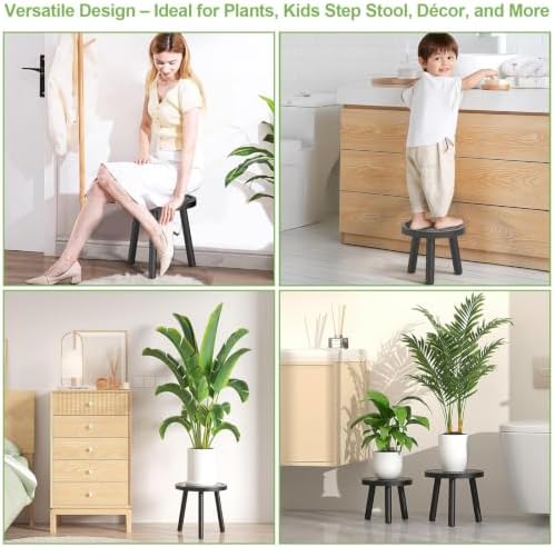 Wood Plant Stands Indoor, 16.7" Tall Plant Stand Outdoor Mid-Century Plant Stool, Single Plant Table Modern Small Round Side/End Table for Living Room, Balcony, Office (Brown) - Image 7