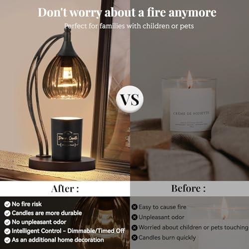 Candle Warmer Lamp with Timer Dimmer - Electric Light Wax Warmer for Jar Candles - Lamp with 2 Bulbs, Unique Birthday Gifts for Women Mom House Warming Gifts New Home Decor - Image 6