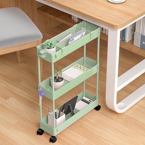 2 Pack 3 Tier Slim Storage Cart, Bathroom Rolling Utility Organizer - Image 7