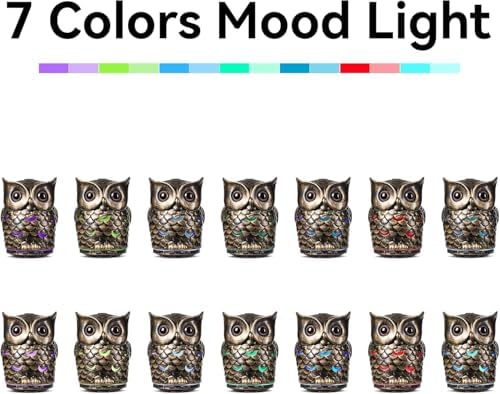 ALIEYE Ceramic Owl Essential Oil Diffuser, 200ml Handmade Aromatherapy Humidifier, 7-Color LED, Auto Shut-Off, Cool Mist for Home Office Yoga, Gifts for Mom Women (Antique Bronze) - Image 6