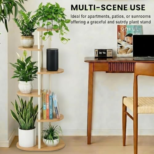 Tiered Plant Stand Indoor, Tall 6 Tier 7 Potted Wooden Plant Shelf for Multiple Flower Plants, Multi Corner Metal Plant Holder Indoor for Patio Garden Patent Design Living Room Balcony Bedroom, White - Image 7