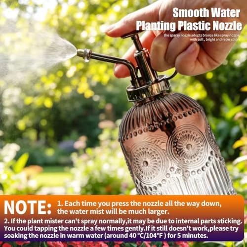 0.5 Gallon Small Watering Can for Outdoor Indoor Plants for House Plants, 12 oz Glass Plant Mister Spray Bottle for Bonsai Garden Flowers (Grey) - Image 6