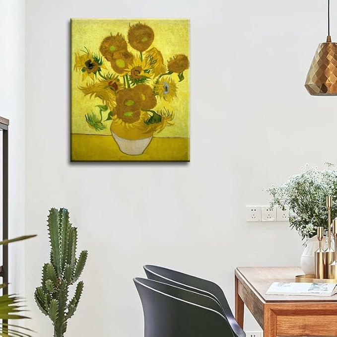 msspart Sunflowers by Vincent Van Gogh Canvas Wall Art Flower Vase Painting Giclee Print Floral Picture for Home Decor 12"x16"