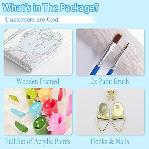 Canrichshop 4 Pack Retro Paint by Numbers for Beginner with Frame,Flowers Adult Paint by Number Kits on Canvas, DIY Number Painting for Adults for Decor 8X 8 inch - Image 7