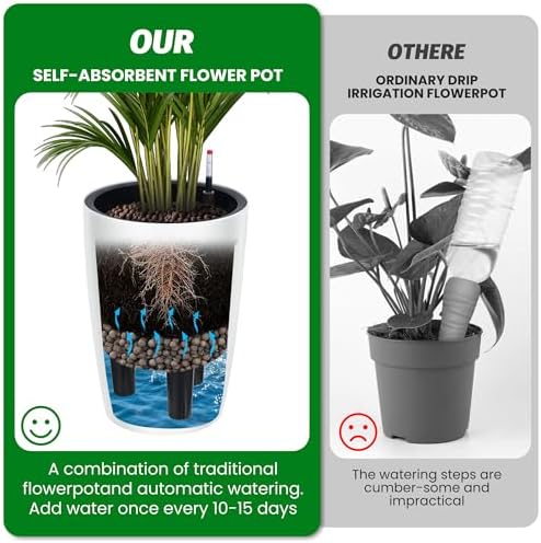 Garvee Tall Planters for Outdoor Plants, 16 in Planters Set of 2, White - Image 7