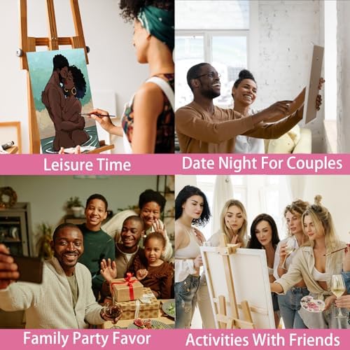 Nuberlic Canvas Painting Kit Pre Drawn Canvas for Painting for Adults Couples Paint and Sip Party Supplies Love Theme Couple DIY Date Night Activities Valentines Gift Pack of 1, 8x10 inch - Image 6
