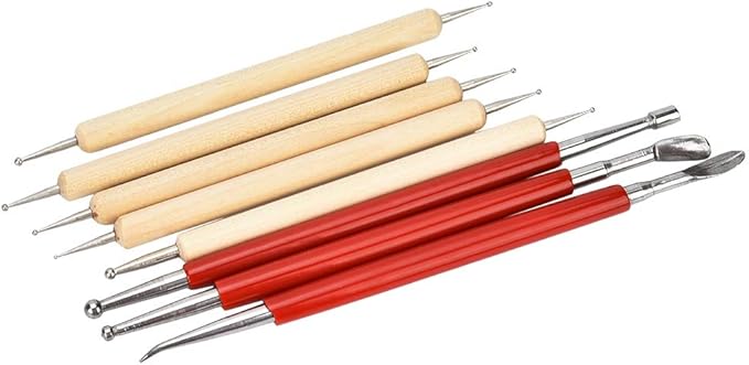 Fayelume 8PCS Leather Carving Tools, Spoon Embossing Tool, Point Drill Leather Tooling Kit for Leathers Craft, Wax Clay Shaping, DIY Embossing